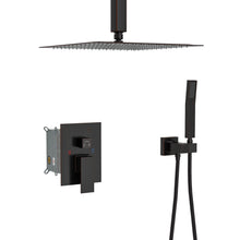 Load image into Gallery viewer, Dual Shower Head 16" Ceiling Mount Square Shower System With Rough In Valve
