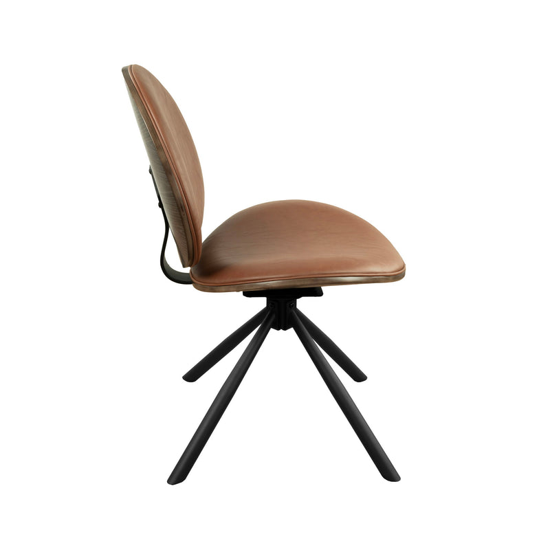 Faux Leather Metal Dining Side Chair - Light Brown