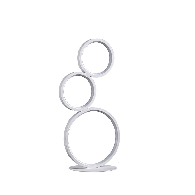 Metal Three Light Round Table Lamp With White - White