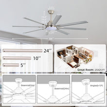Load image into Gallery viewer, DC Motor Ceiling Fan With Dimmable Light And 8 Blade Aluminum Blades - Nickel
