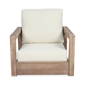 Outdoor Club Chair With Back And Seat Cushion - Brown