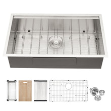 Load image into Gallery viewer, 33" Undermount Kitchen Sink Single Bowl Stainless Steel Ledge Workstation In Brushed Nickel, 16 Gauge 304 Stainless Steel, 33 X 19 X 9 Inch
