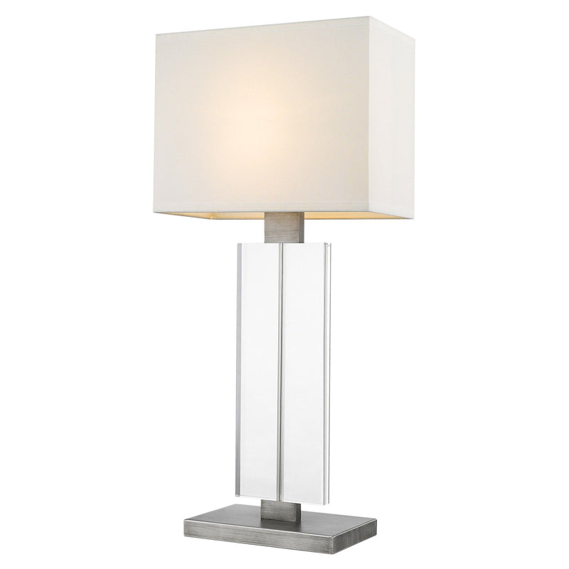 Metal And Acrylic Buffet Lamp With White Shade - Silver