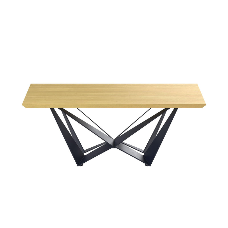 79" Wood And Metal Trestle Base Dining Table - Yellow