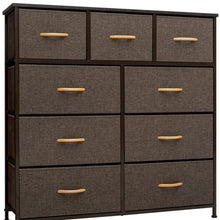 Load image into Gallery viewer, Steel And Fabric Nine Drawer Triple Dresser - Brown
