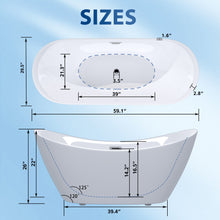 Load image into Gallery viewer, Freestanding Tub With Overflow And Pop Up Drain, Ergonomic Design
