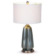 Load image into Gallery viewer, 28" Ceramic LED Table Lamp With Drum Shade - Blue And Gray
