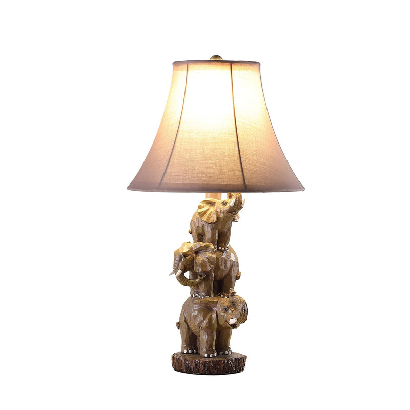 Elephant Trio Table Lamp With Brown Bell Shade - Brown