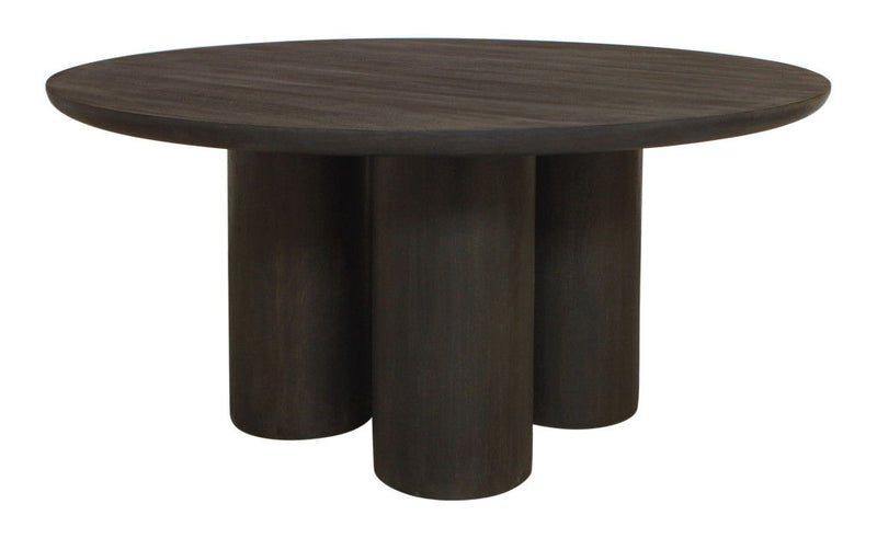 Solid Wood Round Top Dining Table - Dark Brown