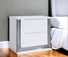 Load image into Gallery viewer, 25" Solid And Manufactured Wood Lighted Two Drawer Nightstand - White
