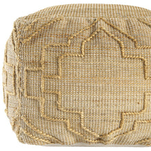 Load image into Gallery viewer, 18" Jute Blend Cube Quatrefoil Pouf Ottoman - Natural
