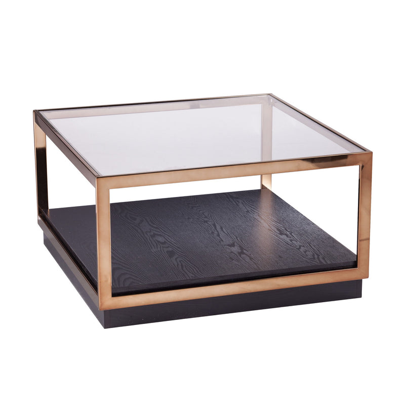 Glass Solid Manufactured Wood Square Coffee Table - Champagne