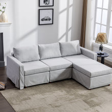 Load image into Gallery viewer, 3 Seat Module Sectional Sofa Couch With 1 Ottoman,Seat Cushion and Back Cushion Removable and Washable,Light Grey
