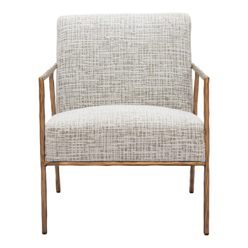 25" Upholstered Arm Chair - Beige / Gold