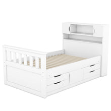 Load image into Gallery viewer, Captain Platform Bed Frame With Storage Bookcases, Shelves, And 4 Drawers
