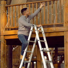 Load image into Gallery viewer, Multi-Position Foldable Aluminum Ladder, A-Frame And Straight Ladder, Ansi 250Lbs - Gray
