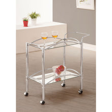 Load image into Gallery viewer, Porch &amp; Den - 2 Tier Rectangular Glass Shelf Bar Cart With Glass - Chrome
