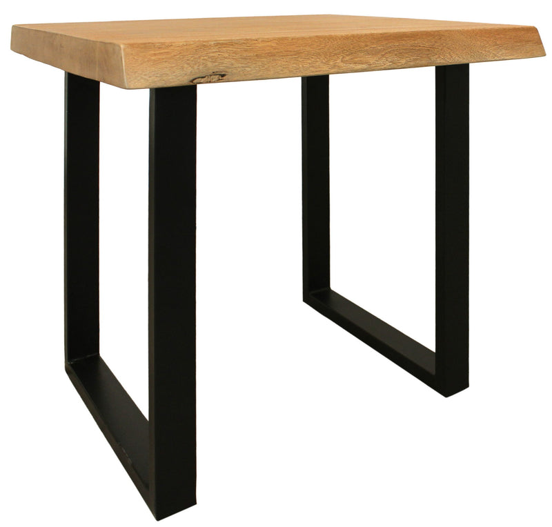 24" Distressed Solid Wood And Iron Square End Table - Natural