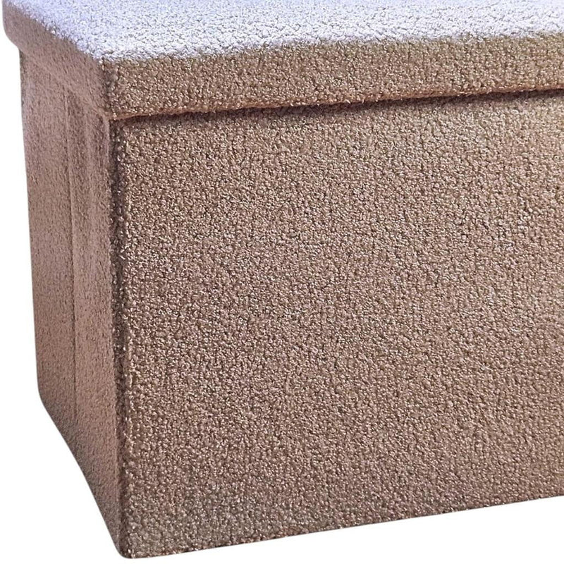 15" Boucle Cube Storage Ottoman - Taupe