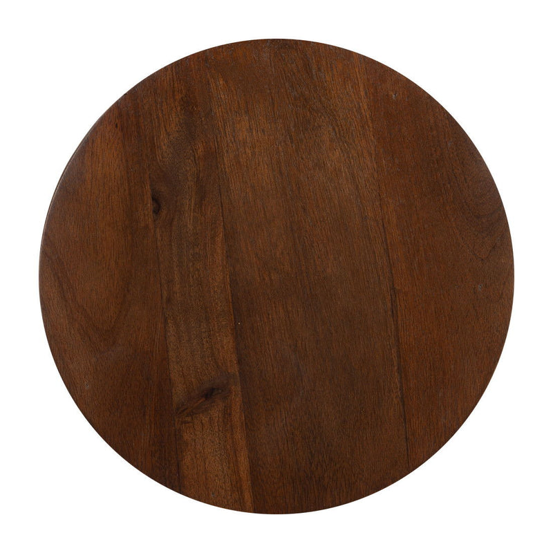 18" Solid Wood Round Pedestal End Table - Brown