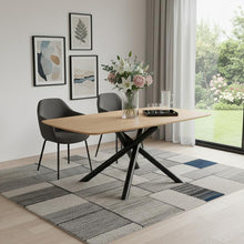 Load image into Gallery viewer, Wood Iron Cross Leg Base Dining Table - Natural / Black
