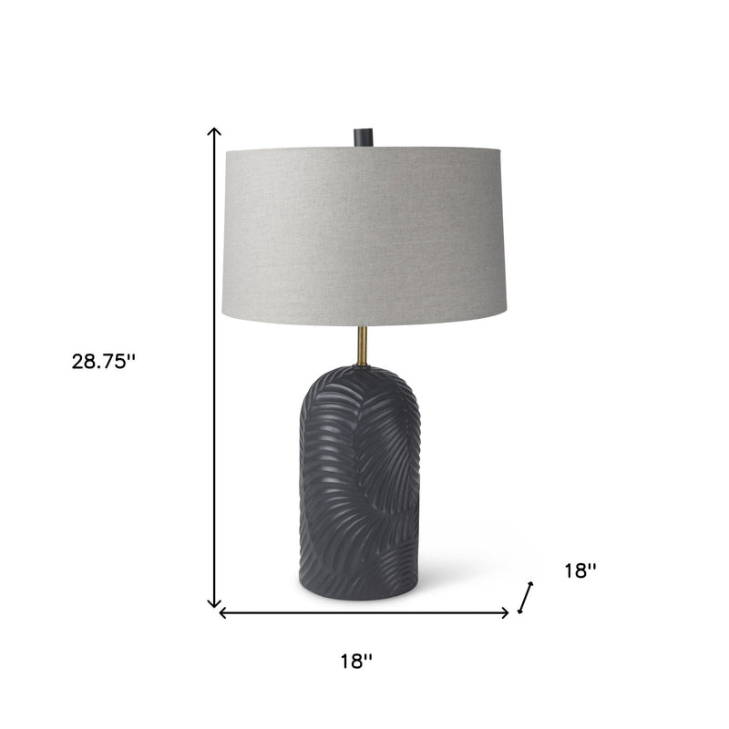 29" Round Bedside Lamp With Drum Shade - Beige / Blue