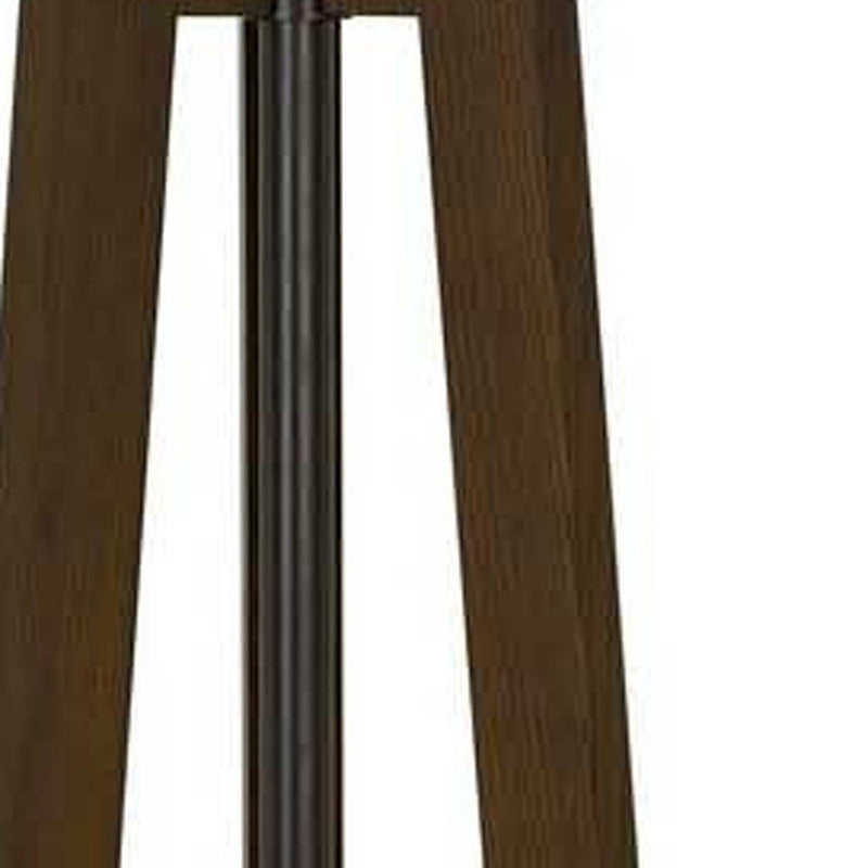 Tripod Floor Lamp With White Rectangular Shade - Brown