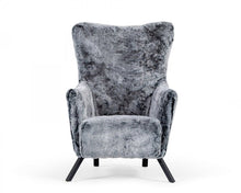 Load image into Gallery viewer, Mid Century Glam Faux Fur Accent Chair - Gray
