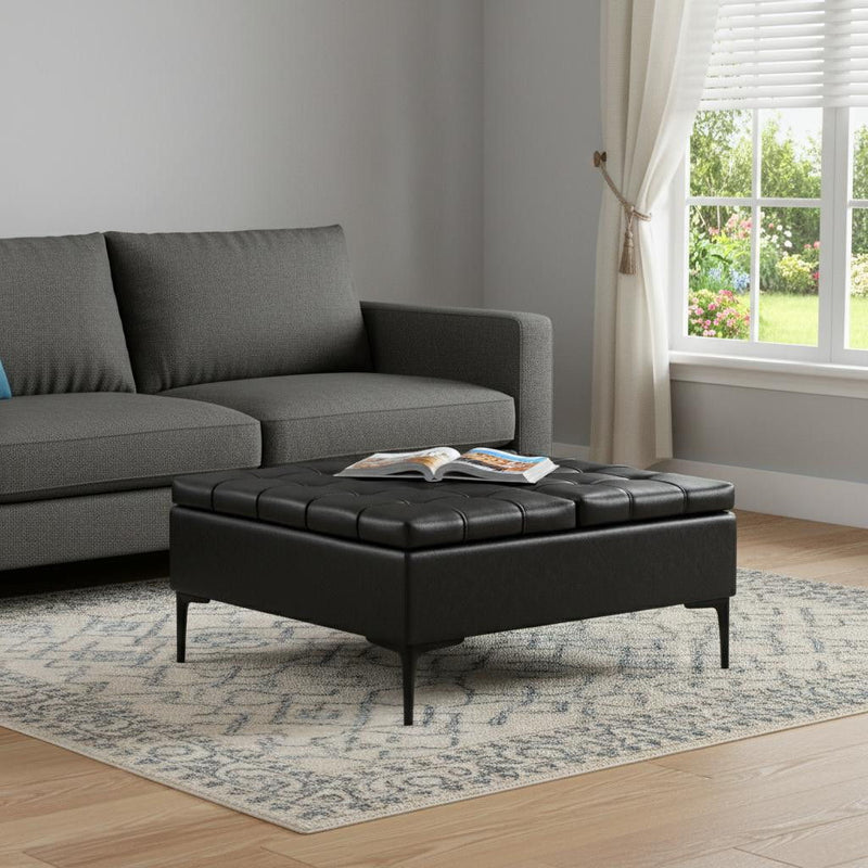 36" Upholstery Storage Ottoman - Black