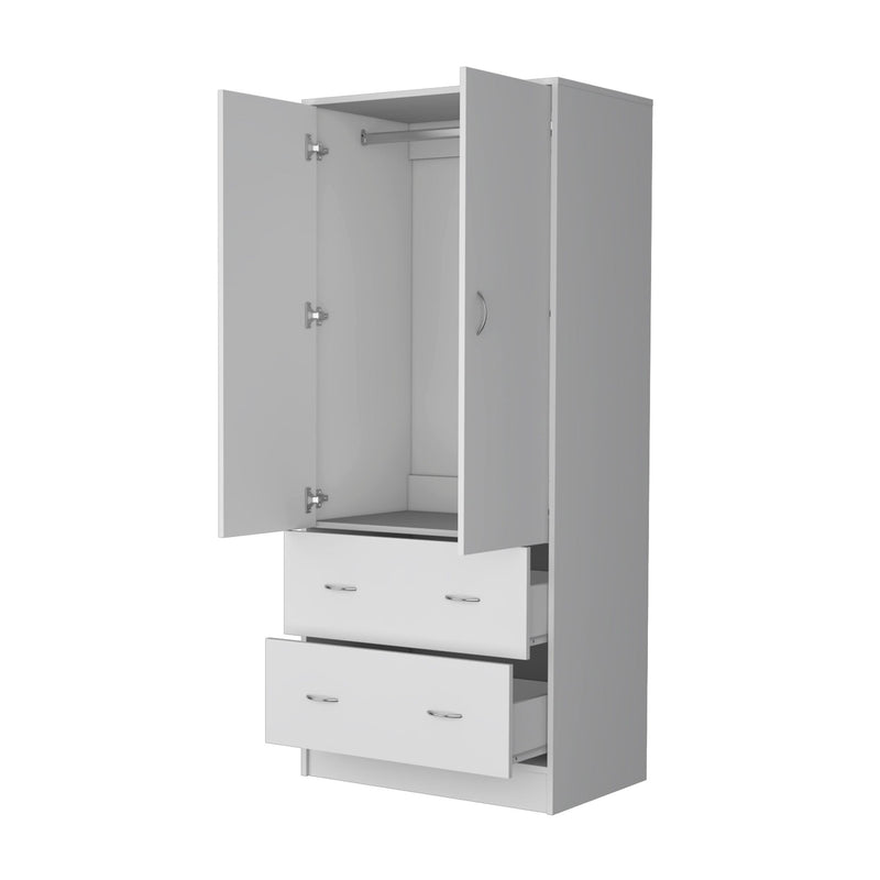 71" Two Door Two Drawer Combo Dresser - White