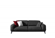 Load image into Gallery viewer, Linen Sleeper Sofa And Toss Pillows With Silver Legs - Dark Gray
