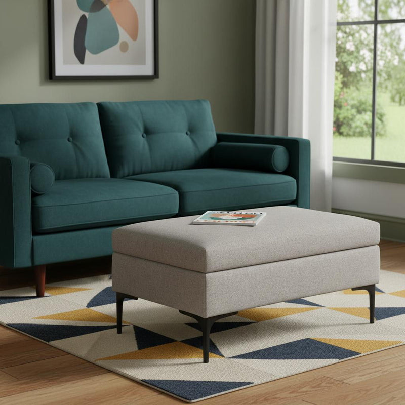 36" Upholstery Storage Ottoman - Black / Cloud