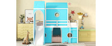 Load image into Gallery viewer, Twin Size Bunk Bed with Slide Blue Tent and Tower - Blue
