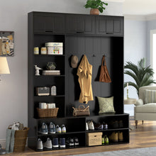 Load image into Gallery viewer, Farmhouse Hall Tree &amp; Bench And Shoe Storage
