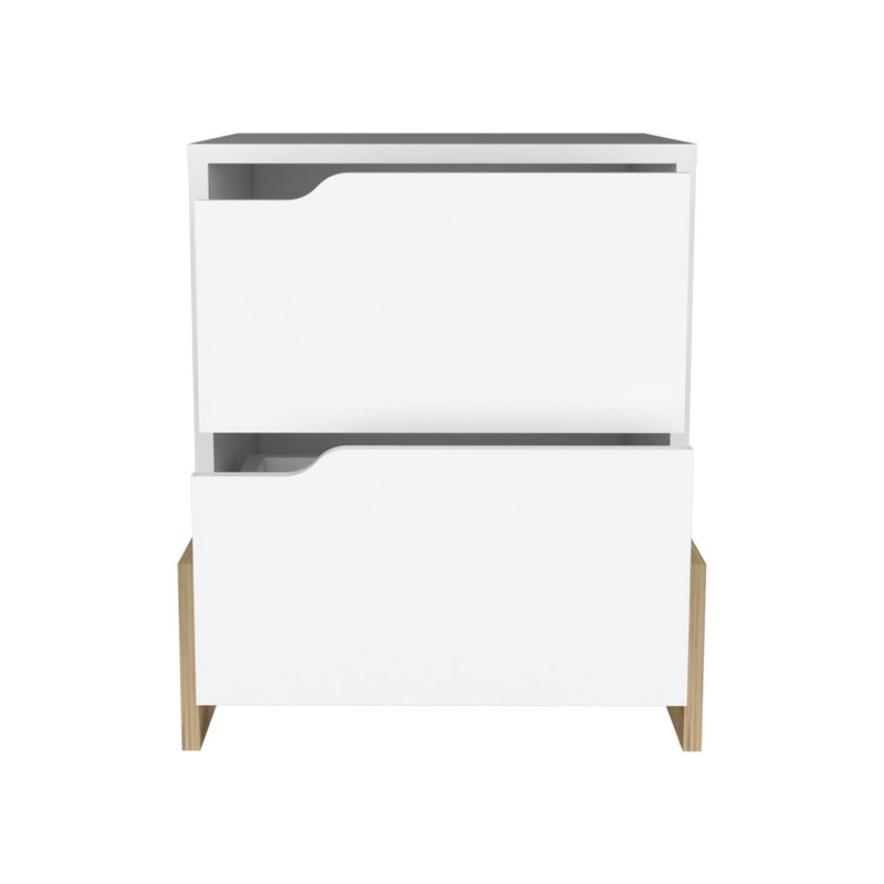 17" x 14.6" x 19.9" Two Drawer Nightstand - White