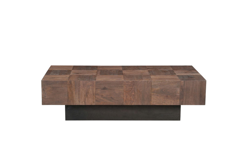 Solid Wood Block Coffee Table (Set of 2) - Natural / Brown