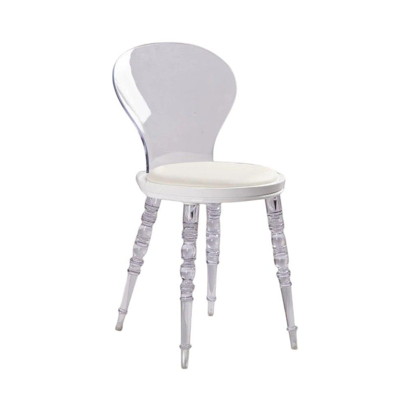 Upholstered Faux Leather Dining Side Chair - White / Clear
