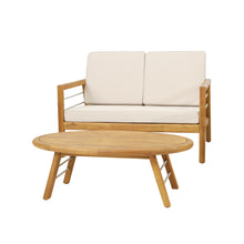 Load image into Gallery viewer, 2 Piece Seating Group with Cushions, Teak + Silver + Beige
