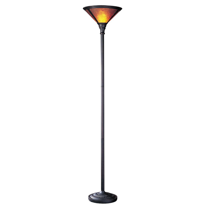 Torchiere Floor Lamp With Brown Dome Shade - Rust