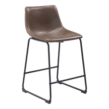 Load image into Gallery viewer, 24" Faux Leather And Steel Counter Height Bar Chairs (Set of 2) - Espresso / Black
