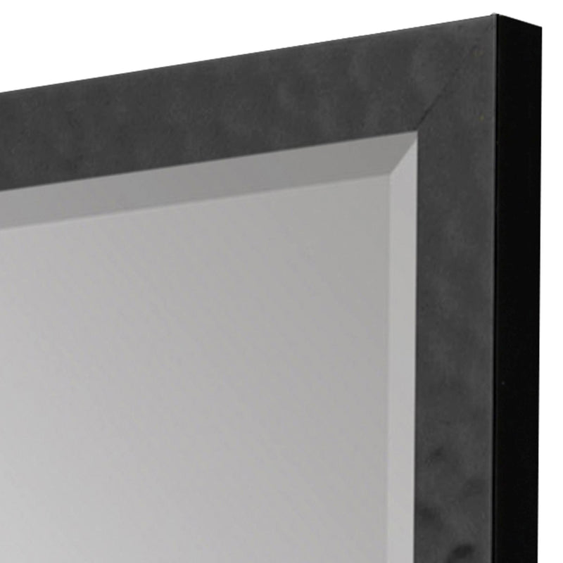 Hammered Geometric Framed Accent Mirror - Black