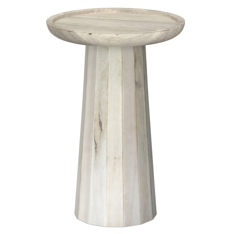 Round End Table Wood - White