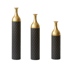 Load image into Gallery viewer, Elegant Floor Vase Set Metal Decorative Vases 3 Piece Set For Floral Display, Wedding &amp; Gift Decor - Gold / Black

