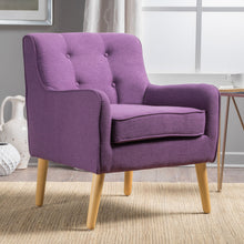 Load image into Gallery viewer, Modern Arm Chair With Tufted Back And Wooden Legs
