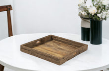 Load image into Gallery viewer, 24" Square Reclaimed Wood Tray With Handles - Brown
