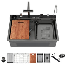 Load image into Gallery viewer, 30" Single Bowl Kitchen Sink With Smart LED Faucet
