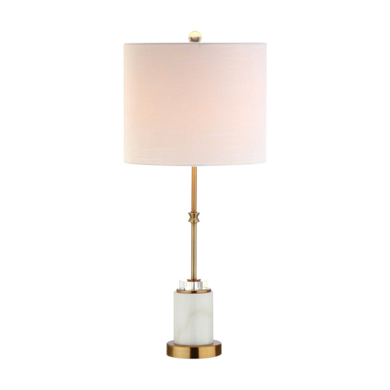 Table Lamps With Drum Shades (Set of 2) - White / Brass