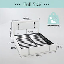 Load image into Gallery viewer, Upholstered Platform Bed Frame With Adjustable LED Headboard, USB C-Charging, Hydraulic Lift

