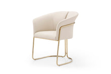 Load image into Gallery viewer, Faux Leather Metal Partially Open Back Dining Arm Chair - Beige / Gold
