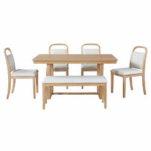 Load image into Gallery viewer, Farmhouse Dining Set With 4 Upholstered Chairs &amp; 1 Bench
